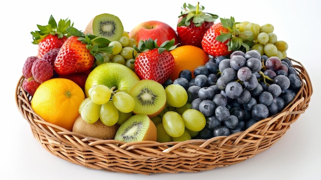 a basket of fruit including blueberries blueberries and strawberries