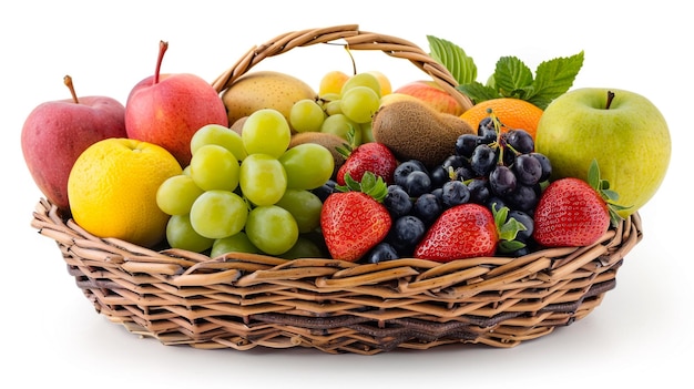 a basket of fruit including a fruit basket with a strawberries and a strawberries