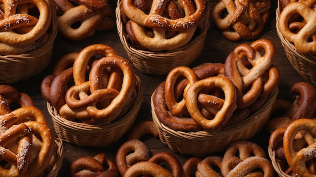 Basket Full of Bavarian Traditional Pretzel Oktoberfest