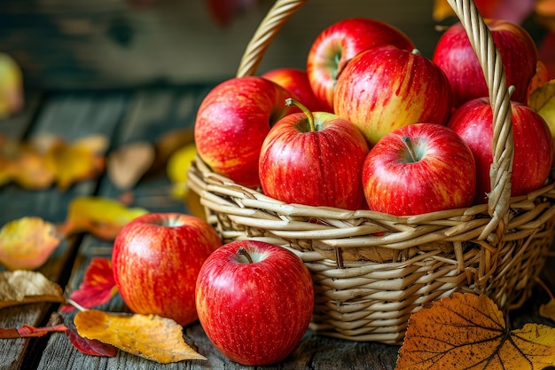 Basket full of red apples with few yellow ones as well Generative AI