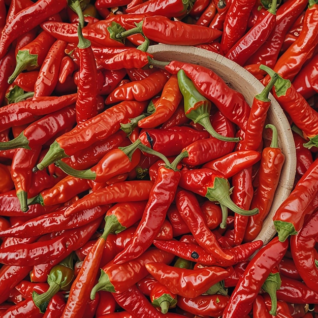 a basket full of red peppers with the word quot o quot on it