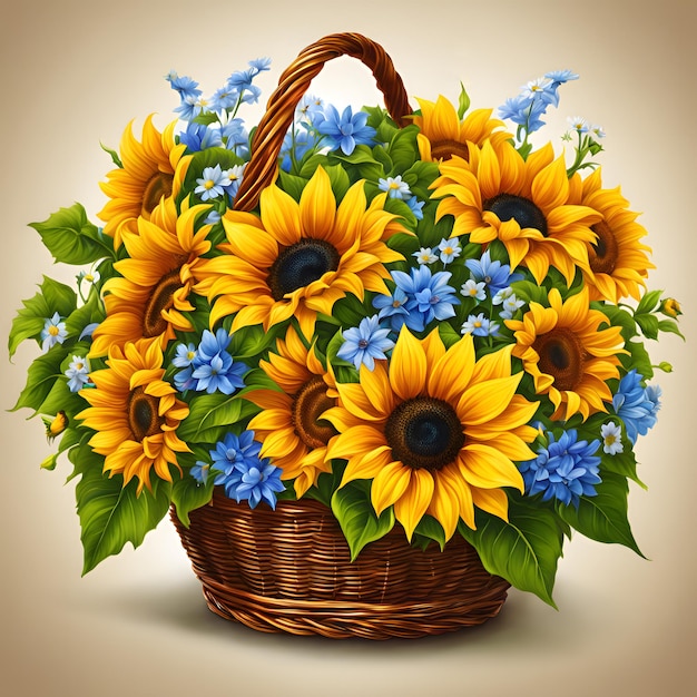 a basket full of sunflowers