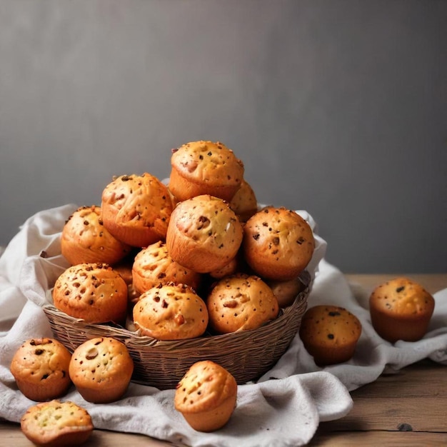 a basket of muffins with the words quot muffins quot on it