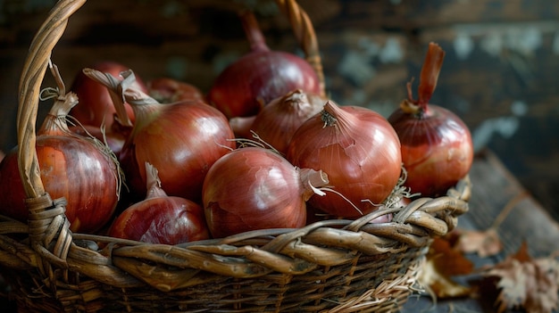 a basket of onions with a basket of onions in it