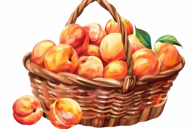 Photo basket of ripe peaches