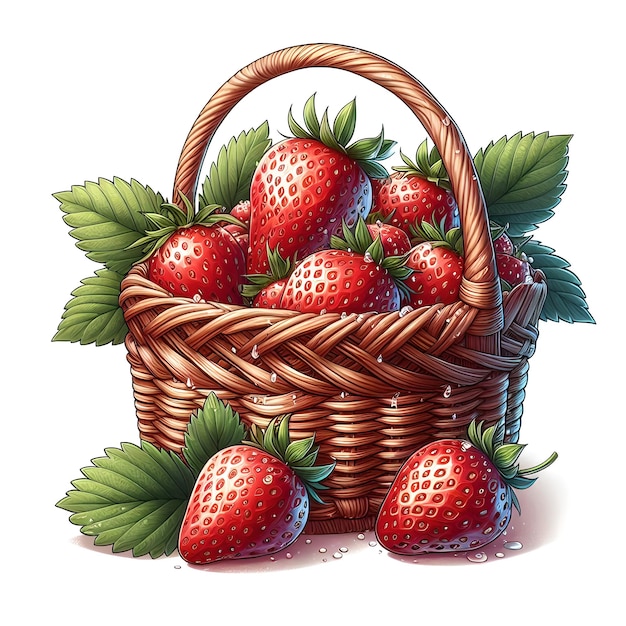 Basket of strawberries Illustration