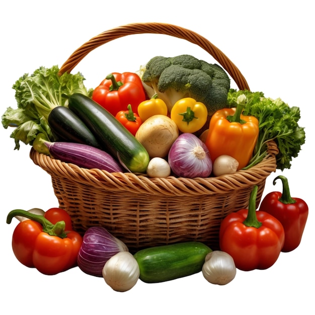 a basket of vegetables including a basket of vegetables