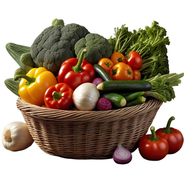 a basket of vegetables including a basket of vegetables