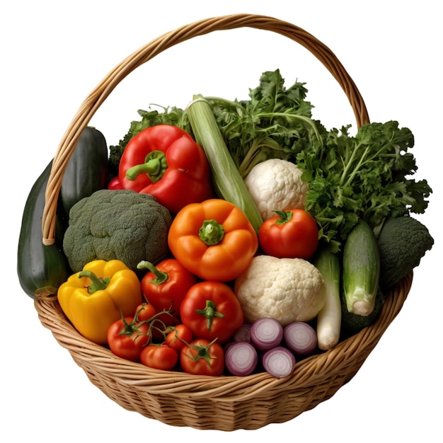 a basket of vegetables including a basket of vegetables