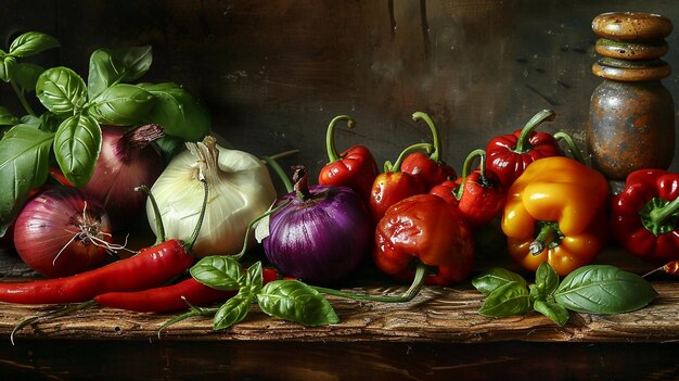 a basket of vegetables including peppers peppers and peppers