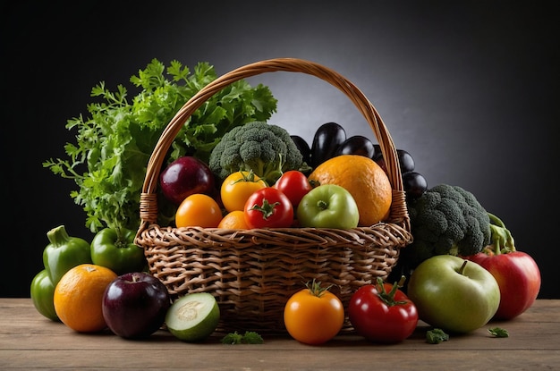 a basket of vegetables including tomatoes kale kale and tomatoes