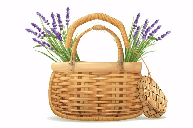 a basket with flowers and leaves