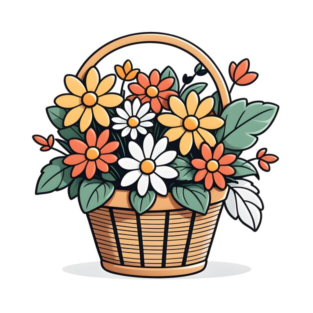 Basket With Flowers Vector Illustration Of A Basket With Flowers