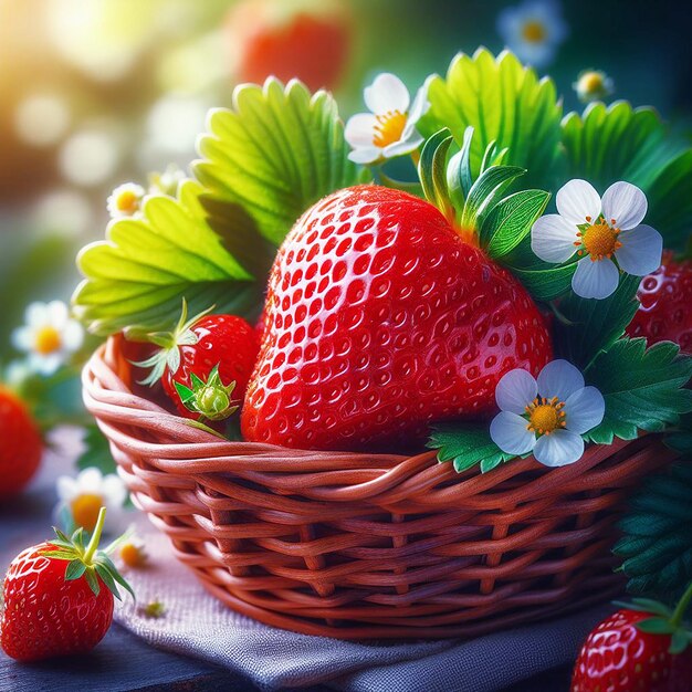 basket with fresh red strawberry