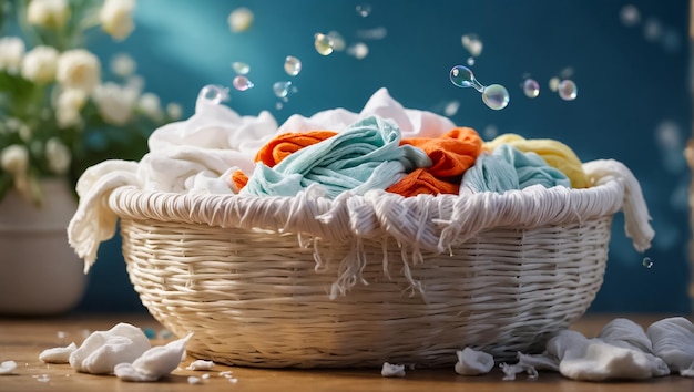 Basket with lauBasket laundry for washing