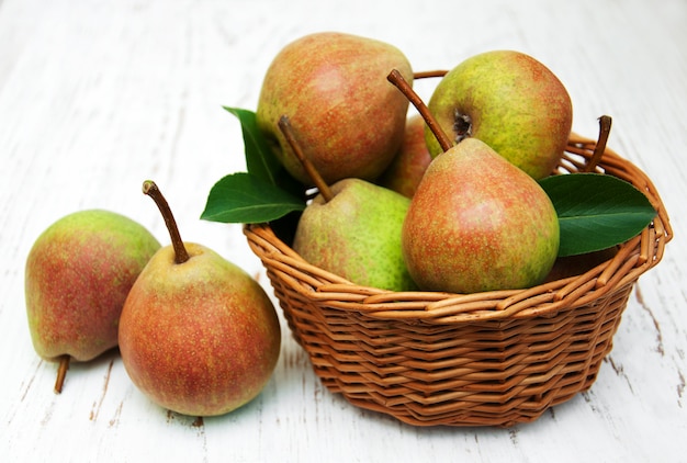 Basket with pears