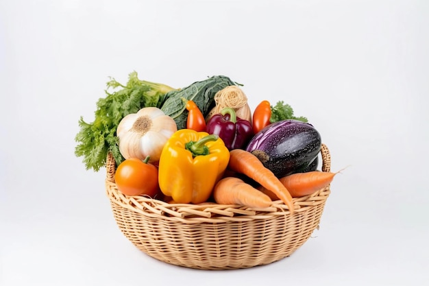 Basket with vegetables isolate AI Generated