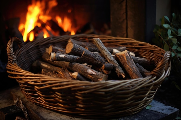 A basket of yule logs ready for the fire