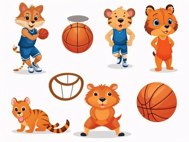 Photo basketball animal vector set