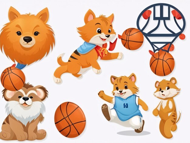 Photo basketball animal vector set