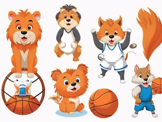 Photo basketball animal vector set