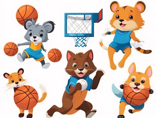 Photo basketball animals set