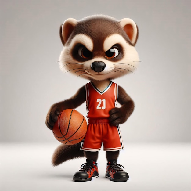 Basketball animals on white background