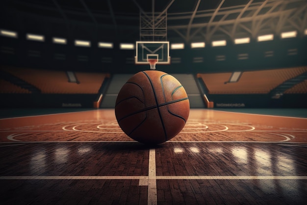 Basketball Arena with basketball ball AI Generation