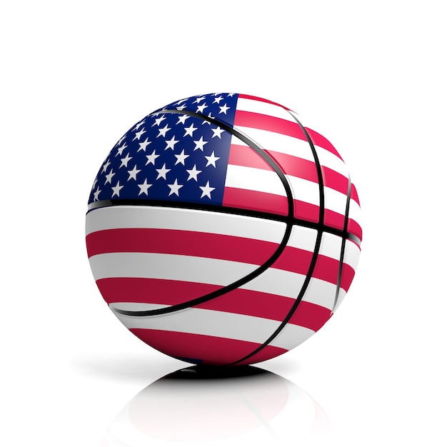 Basketball ball flag of USA isolated on white background