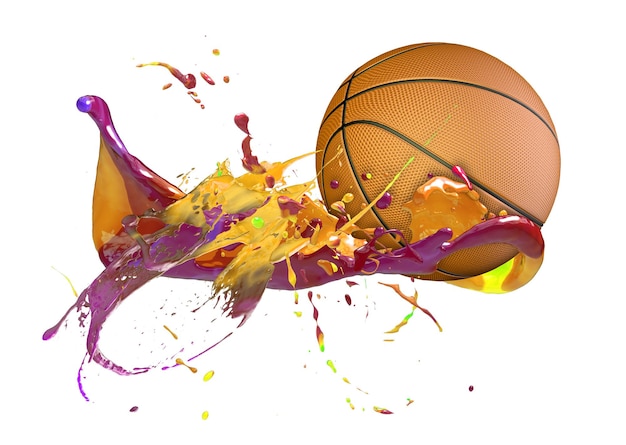 Basketball ball on ink splash