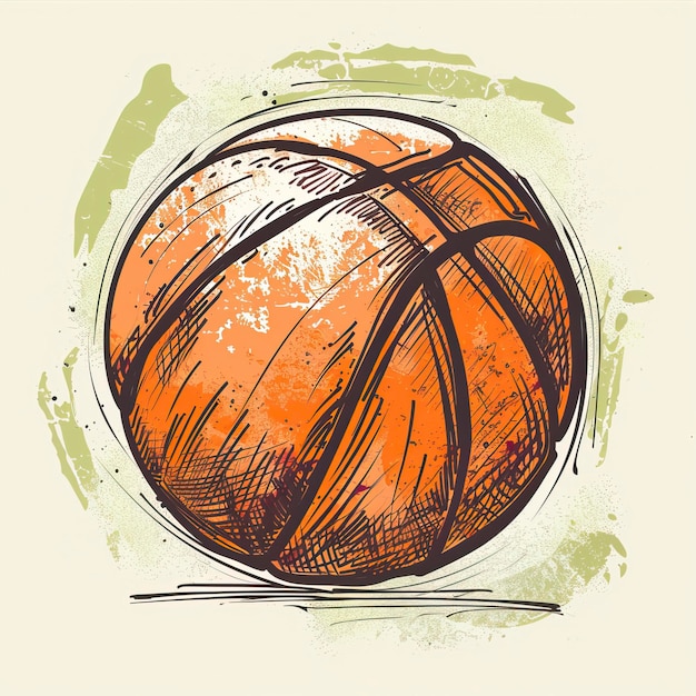 Photo basketball ball vector hand drawing illustration