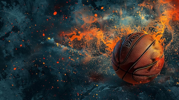 Photo basketball banner with an abstract background and copy space