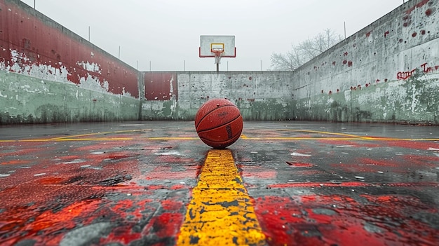 Basketball on Basketball Court