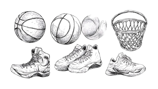 a basketball basketball hoop basketball shoe and basketballs