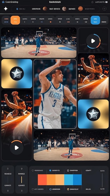 Photo basketball championship color grading software ui