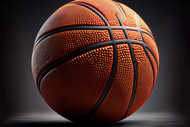 Basketball closeup on black background Generative Ai