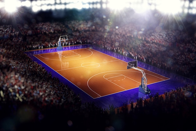 Basketball court Sport arena 3d render background