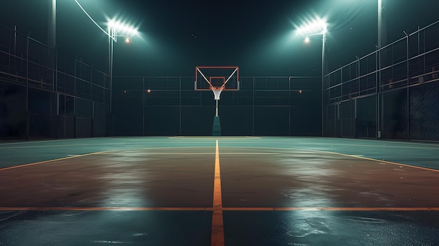 Basketball Court With Central Hoop