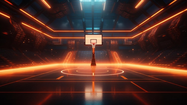 Basketball court with lights