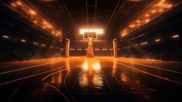 Basketball court with lights