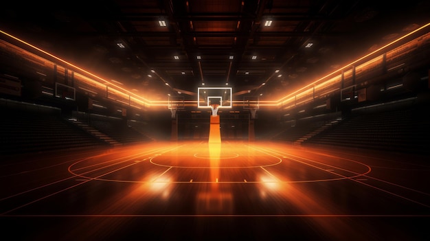 Basketball court with lights