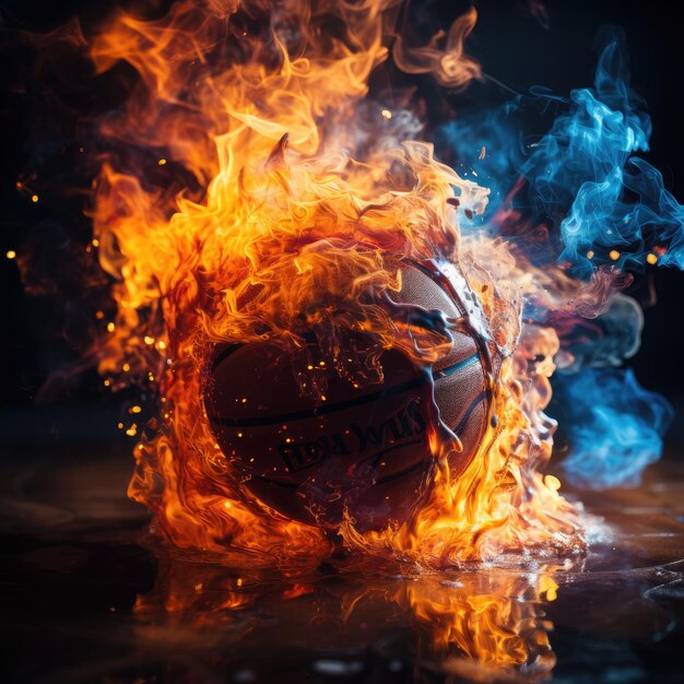 Basketball on fire Generative AI