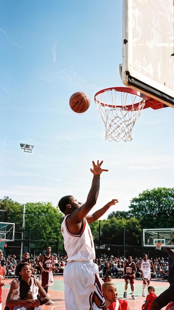 Basketball Game Highlights Athlete Scores at the Net