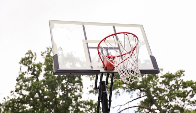 basketball hoop against a clear blue sky inviting endless play and representing sportsmanship ambi