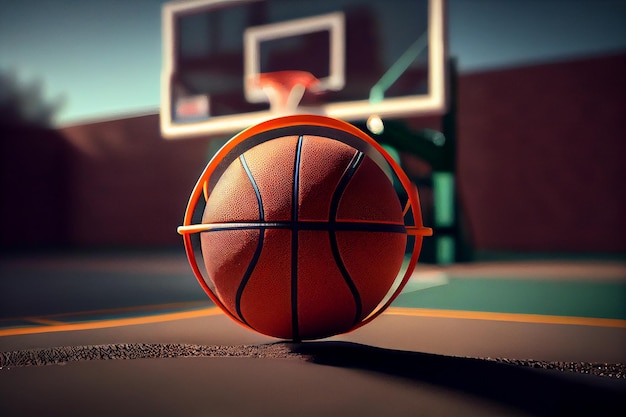 Basketball hoop and ball in the basketball courtgenerative ai