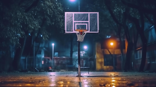 Basketball hoop in rain Mixed media Mixed media Mixed media