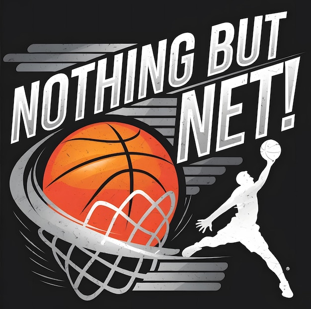 Photo a basketball hoop with a basketball net and the words nothing but