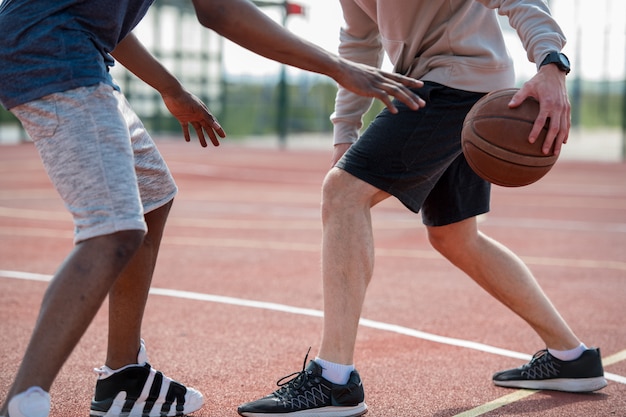 Basketball Match in Outdoor Court