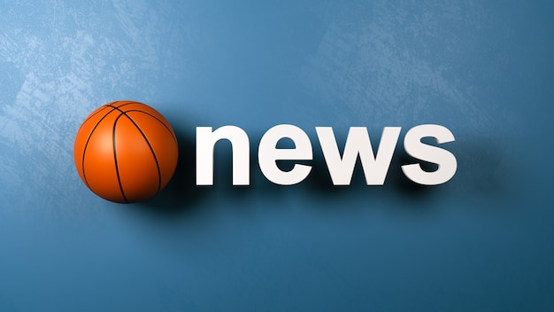 Photo basketball and news text against wall