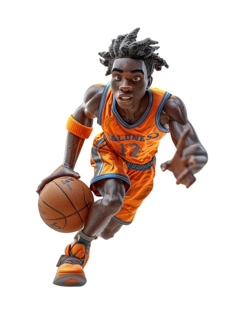 Basketball player cartoon character 3d design isolated on transparent background ai generative